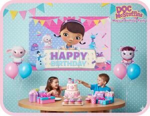 Disney Doc McStuffins Party Backdrop Birthday Decoration Play Room Banner 59x38